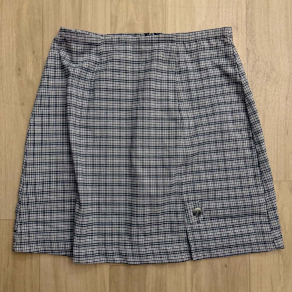 Wrapper Vintage Plaid Mini Skirt with Button Detail